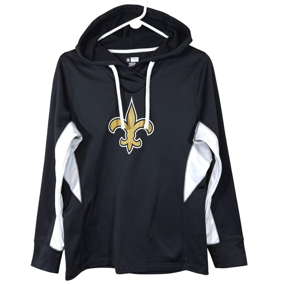 New Orleans Saints Hoodie Womens Med Black Sweatshirt NFL Fleur De Lis Football